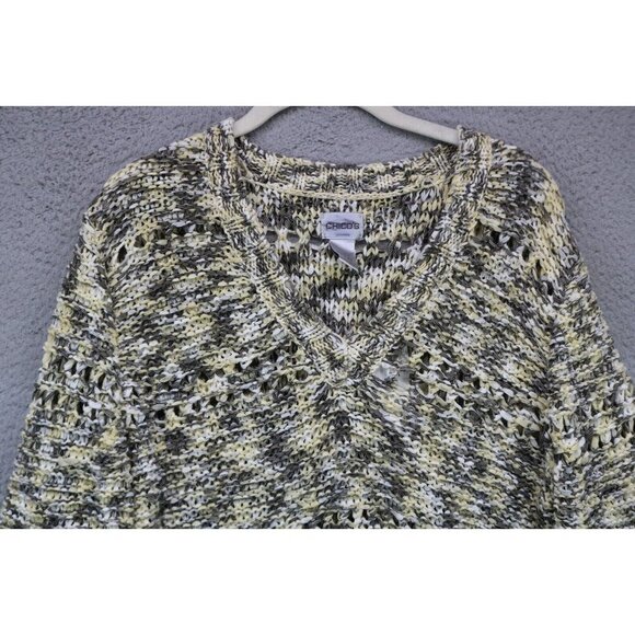 Chicos Long Sleeve Open Knit Tunic Sweater-Size 2-Oversized-Beachy-NWT - Picture 4 of 12